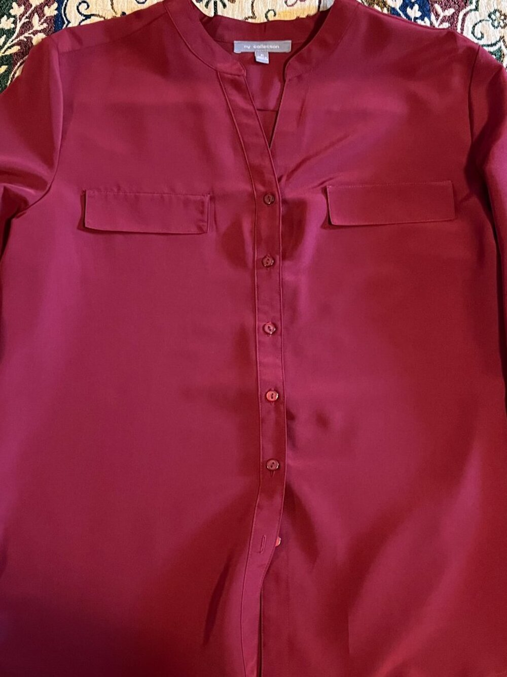 NY COLLECTION XL WOMENS RUST LONG SLEEVE ROLL UP WITH BUTTON UP FRONT